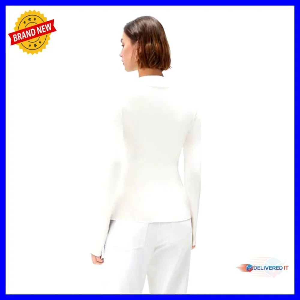 Modal Cashmere Long Sleeve T-Shirt Asymmetric Neck Ultralight Minimal Chic - Picture 5 of 6